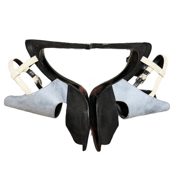 Zara Basic Collections Suede Color Block Heels Size 37 - Picture 5 of 10